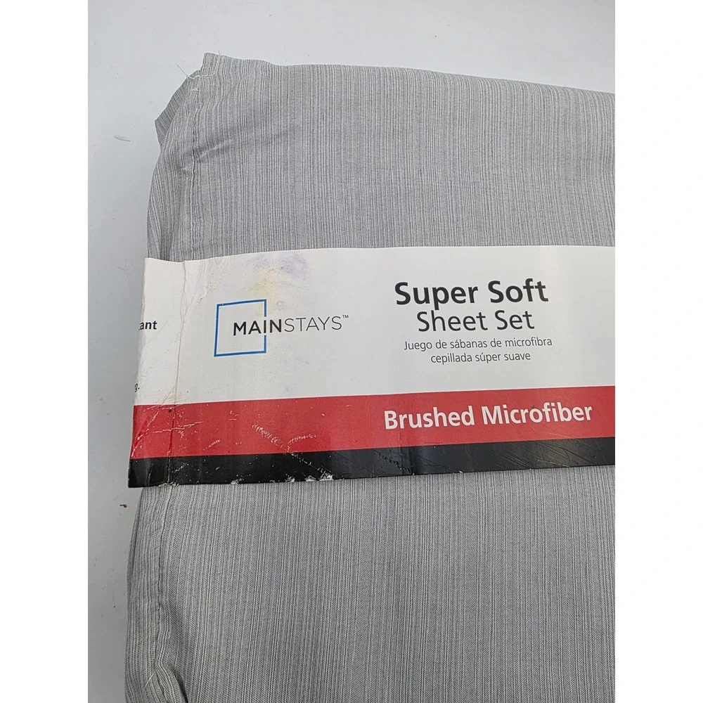 Mainstays Super Soft Brushed Microfiber Full Sheet Set Textured Grey 4pc New bb3